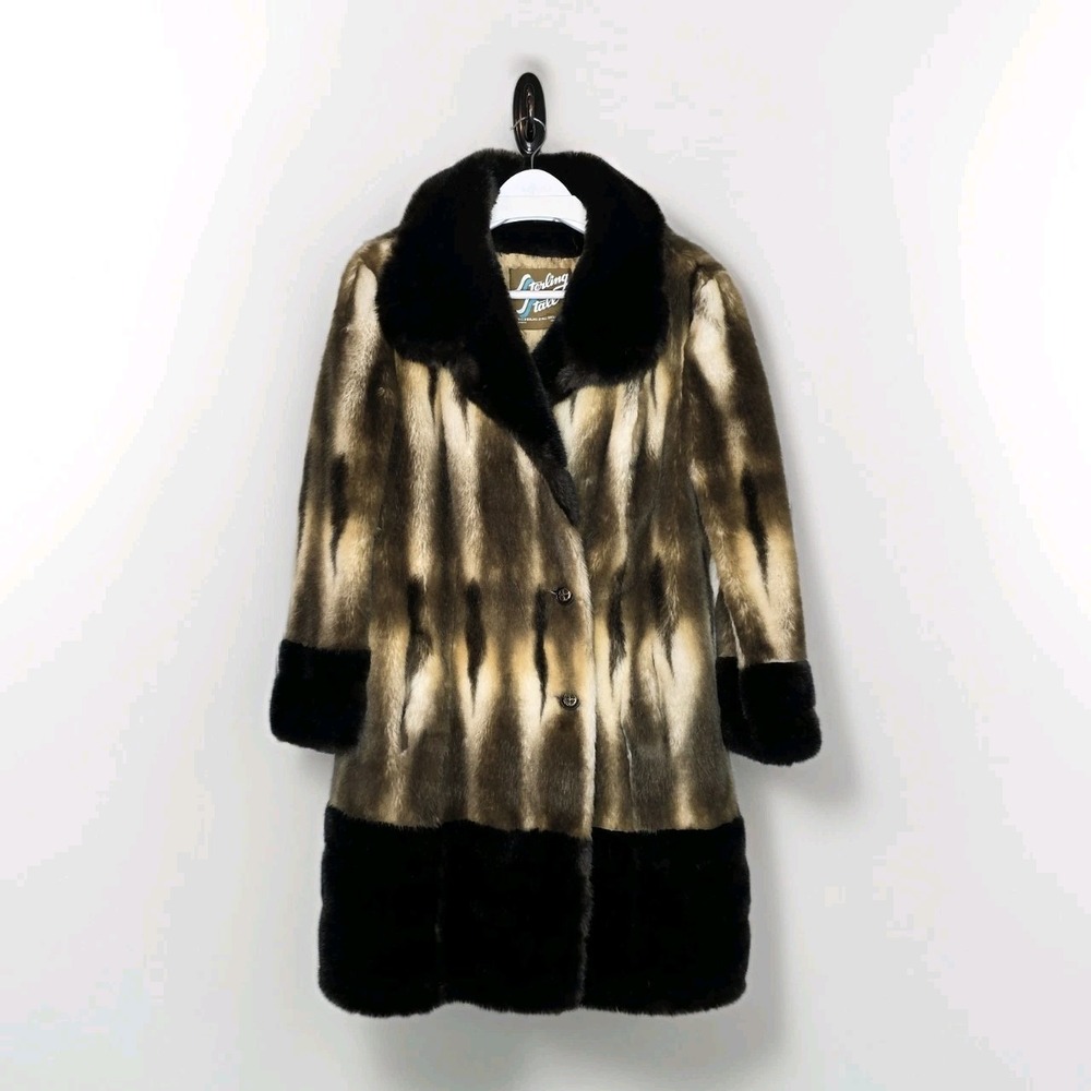 Vintage Faux Fur Sterling Stall Coat Mob Wife Rock & Roll  Sz Medium Penny Lane